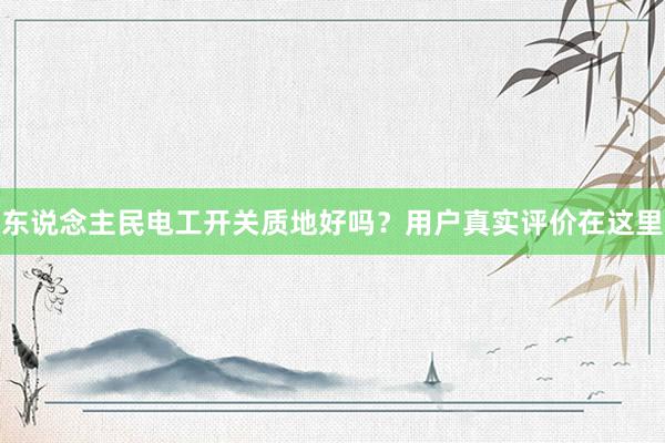 东说念主民电工开关质地好吗？用户真实评价在这里