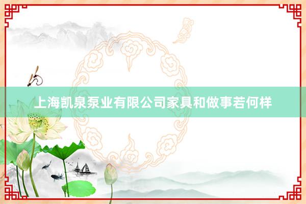 上海凯泉泵业有限公司家具和做事若何样